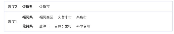 佐賀県南部を震源地とする地震 最大震度2 久留米市は震度1