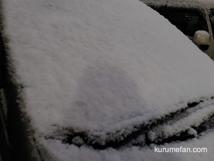 久留米市 雪が車の上にうっすら積もる 2020年2月18日