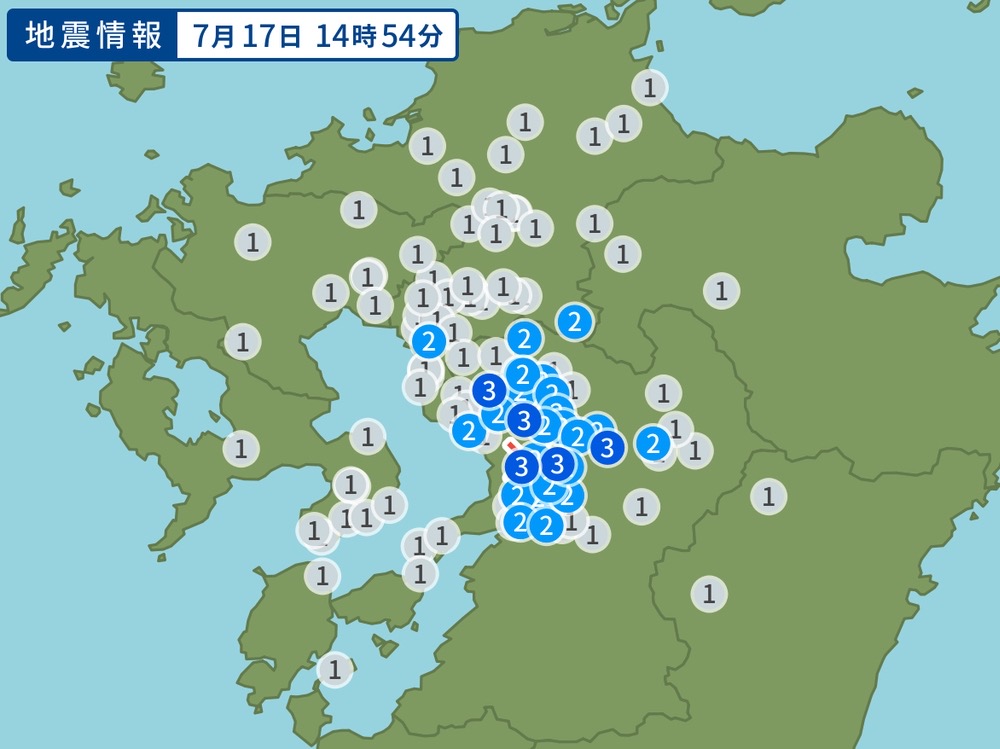 熊本県熊本地方を震源地とする地震 久留米市が震度1 八女市、みやま市が震度2