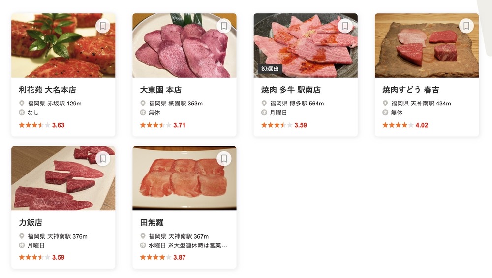 食べログ 焼肉 WEST 百名店 2021に選ばれた福岡県の6店