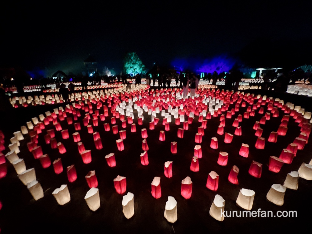 吉野ヶ里歴史公園 開園20周年記念 キャンドルの紙灯籠で描いた「光の地上絵」