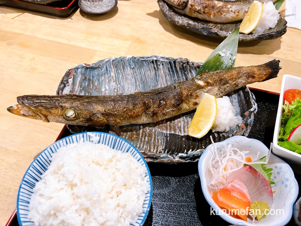 魚、串 つぼみ 久留米市「焼き魚定食」カマスの一本焼き