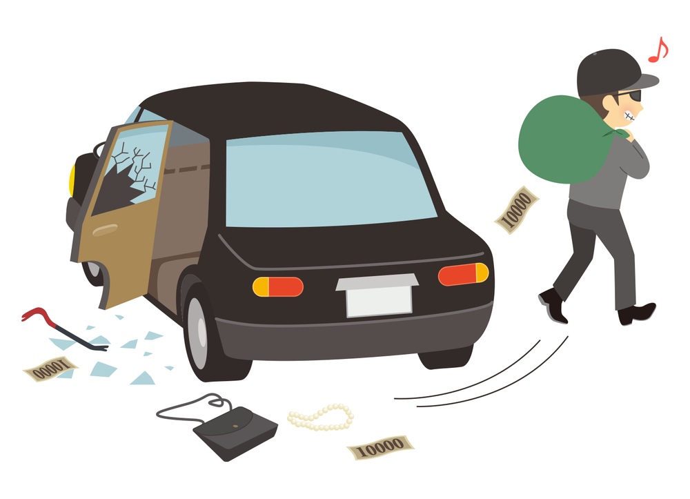 大川市で車上ねらい発生 ドアガラスが割られショルダーバッグから現金等が盗まれる
