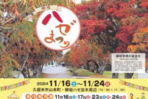 久留米市「柳坂ハゼ祭り2024」約200本の櫨並木道が歩行者天国に！露店やキッチンカーも