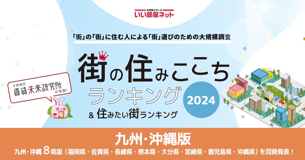 いい部屋ネット 福岡県版「街の幸福度（自治体）ランキング2024」筑後地区のあの町が２位!?