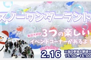 スポガ久留米「スノーワンダーランド」大きな雪山、雪玉入れ・宝探しゲーム【久留米市】