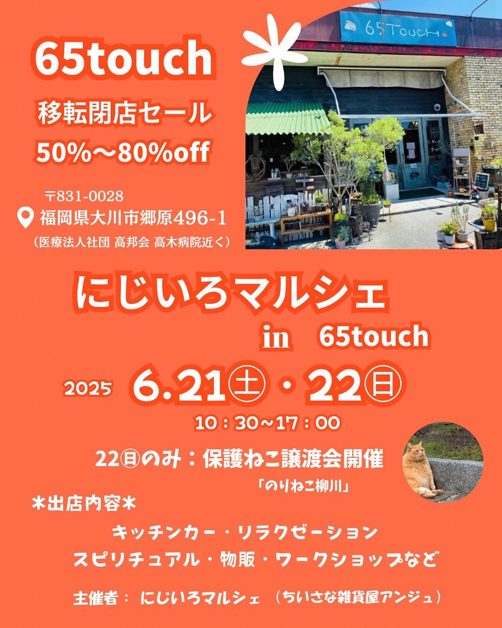 「にじいろマルシェ in 65touch」2日間で35店舗出店！保護猫譲渡会も開催