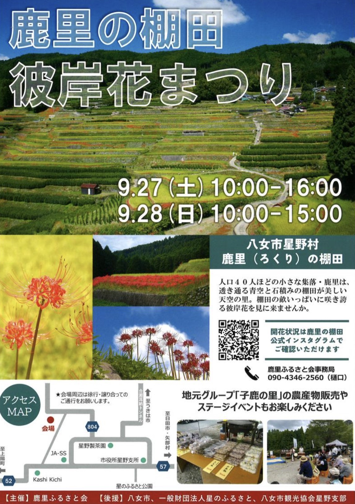 「鹿里の棚田 彼岸花まつり2025」八女市 石積みの棚田に咲き誇る真っ赤な彼岸花