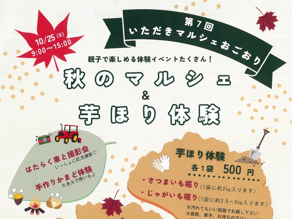 「いただきマルシェおごおり」秋のマルシェ＆芋ほり体験【小郡市】