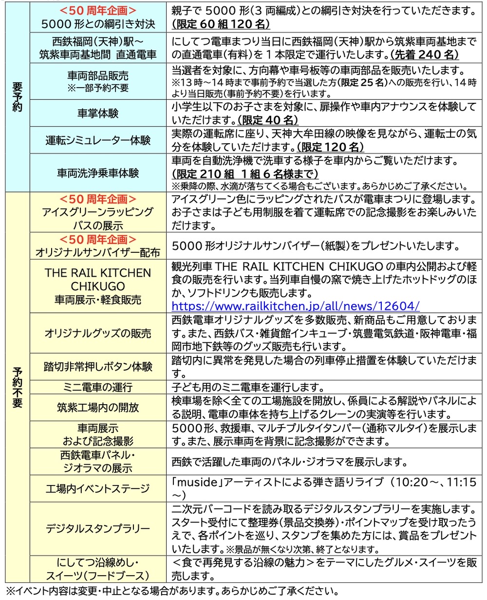 「にしてつ電車まつり2025」イベント内容