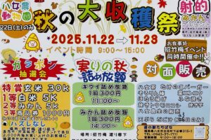 道の駅たちばな「秋の大収穫祭」みかん・キウイ詰め放題!対面販売も【八女市】