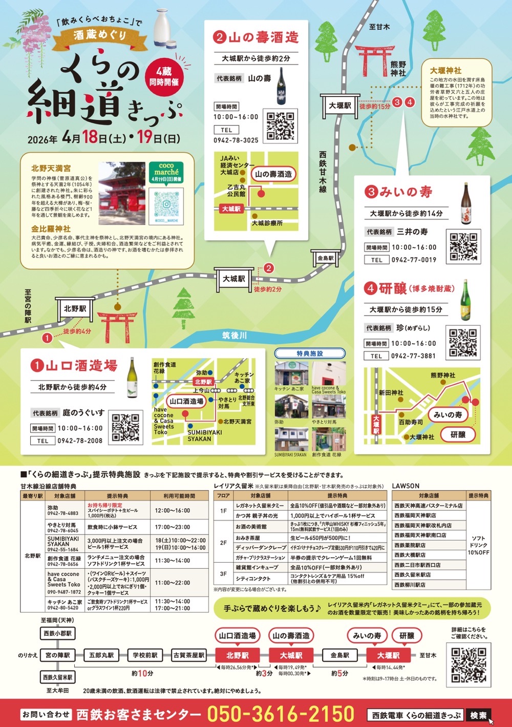 西鉄電車「くらの細道きっぷ2026」参加蔵元