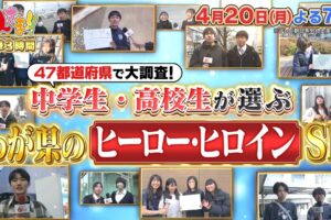 福岡県No.1は誰!?47都道府県で大調査！全国の中高生が選ぶ！わが県のヒーロー・ヒロインランキング Qさま!!